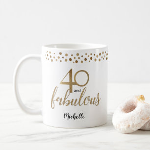 Caneca De Café 40 e aniversário de 40 anos fabuloso dourado