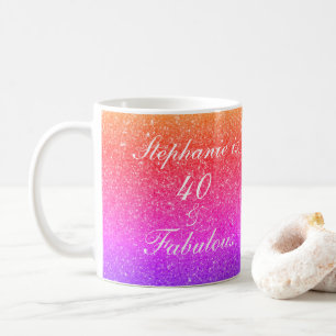 Caneca De Café 40 E Fabuloso Branca De Brilho Púrpura De Anivers