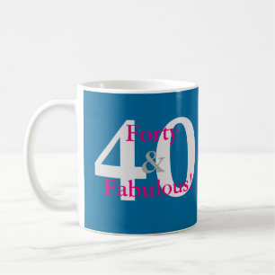 Caneca De Café 40 & Fabuloso! Diversão Pessoal Aniversário Azul R