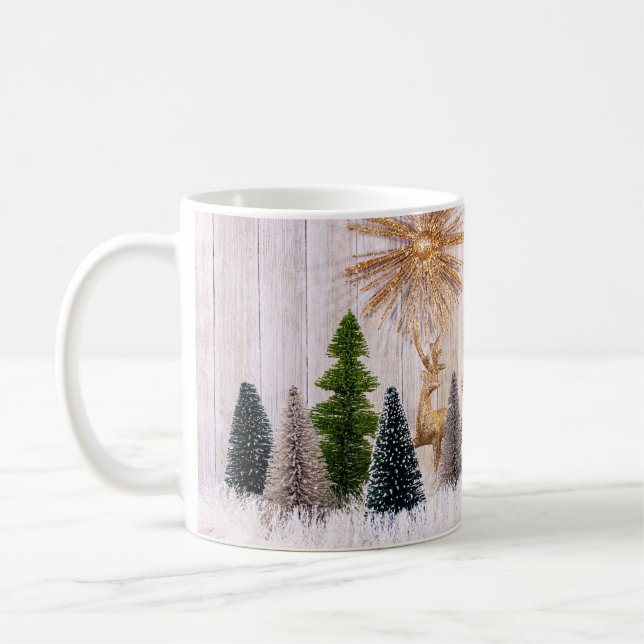 Caneca De Café 4149Árvores com cervo e neve (Esquerda)