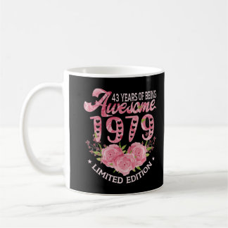 Caneca De Café 43 anos de idade, cor-de-rosa, 1979, presente de 4