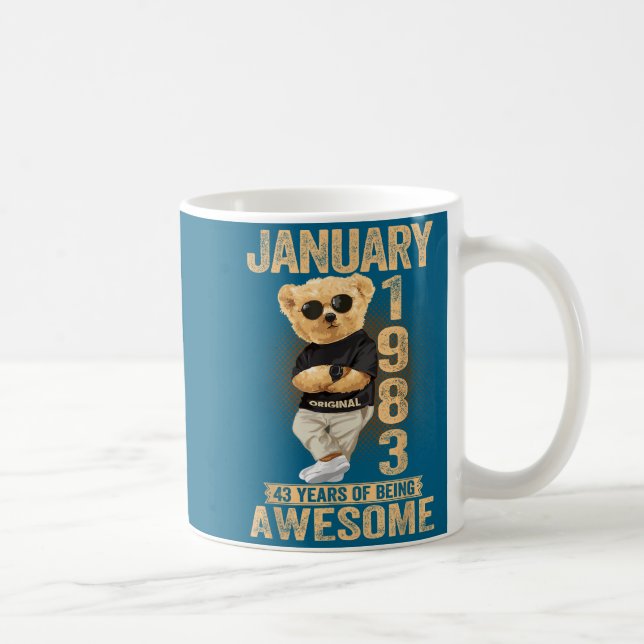Caneca De Café 43 Year Old January 1983 Teddy Bear 43rd Birthday  (Direita)