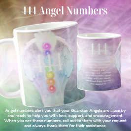 Caneca De Café 444 Números de anjos Chakra Angels Asas
