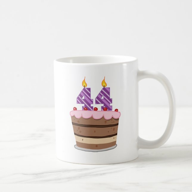 Caneca De Café 44 anos no Bolo de Aniversário (Direita)