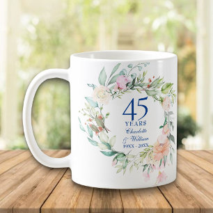 Caneca De Café 45º aniversário de casamento 65º Country Floral