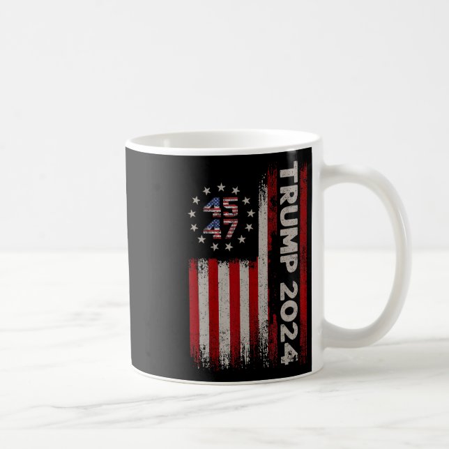 Caneca De Café 47 Donald Trump 2024 Bandeira Americana Eleições 2 (Direita)