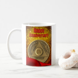 Caneca De Café 4 Anos Moeda AA Brilho Nome Personalizado