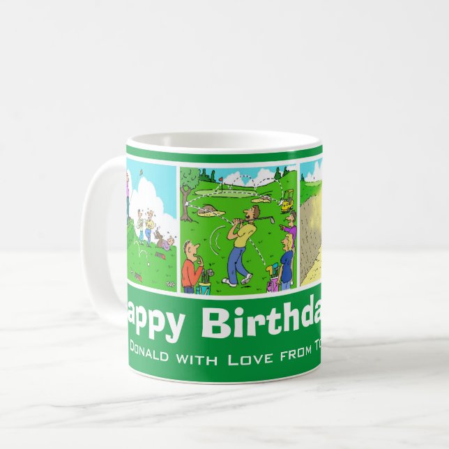 Caneca De Café 4 Cartões Engraçados de Golfe e Golfe para Persona (Frente Esquerda)