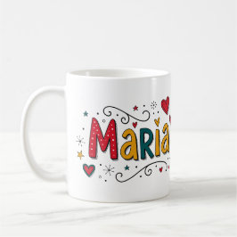 Caneca De Café 4 Color Maria 1 - Doodles