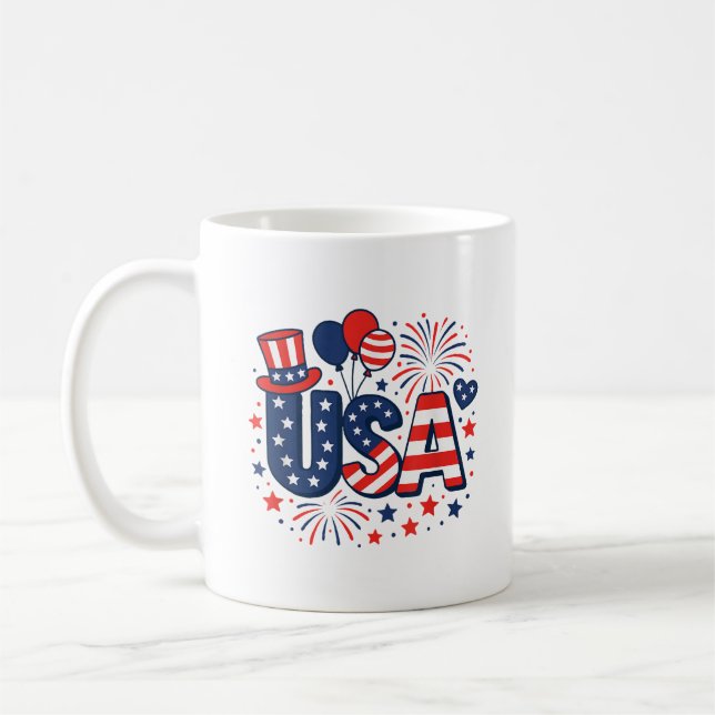 Caneca De Café 4 de julho bandeira americana (Esquerda)