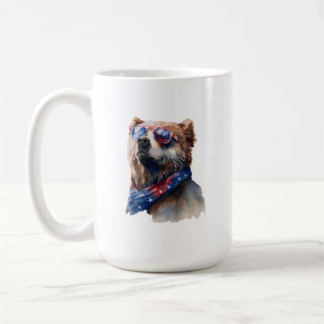 Caneca De Café 4 De Julho Bear Mug (Esquerda)