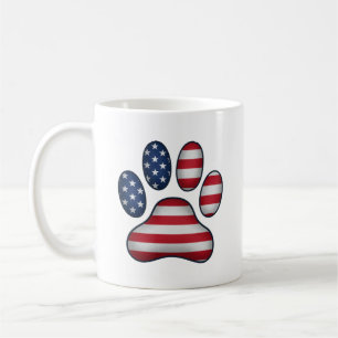 Caneca De Café 4 de julho de Dog Lover - Vintage USA Flag Paw Pri