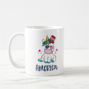Caneca De Café 4 de julho de Unicórnio com USA Flag Sun Glass