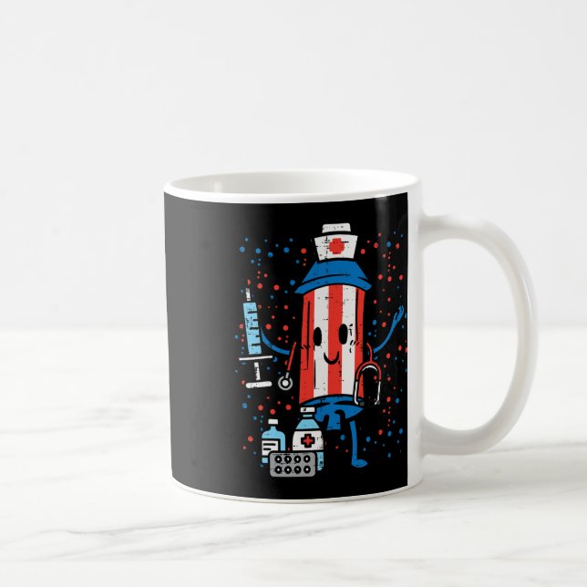 Caneca De Café 4 de julho Firecracker Enfermeiro Funny America Sc (Direita)