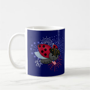 Caneca De Café 4 de julho Minuteman Ladybug