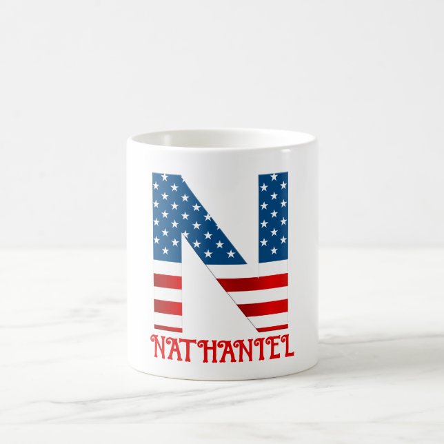 Caneca De Café 4 De Julho Monograma - Mug De Café Personalizado (Centro)