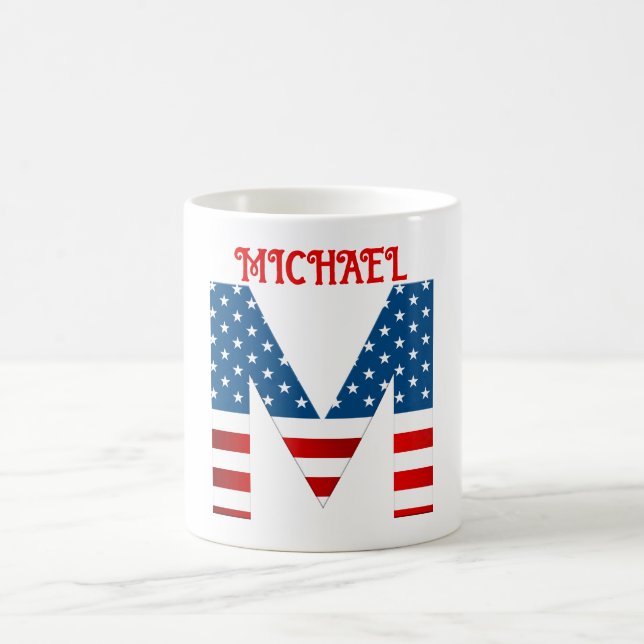 Caneca De Café 4 De Julho Monograma - Mug De Café Personalizado (Centro)
