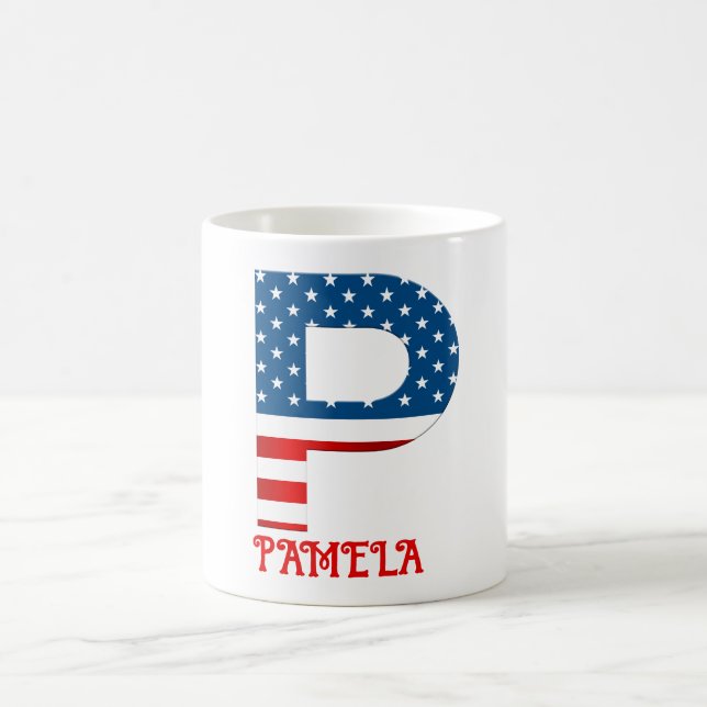 Caneca De Café 4 De Julho Monograma - Mug De Café Personalizado (Centro)