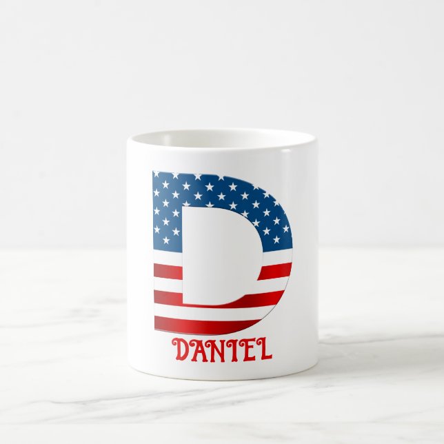 Caneca De Café 4 De Julho Monograma - Mug De Café Personalizado (Centro)