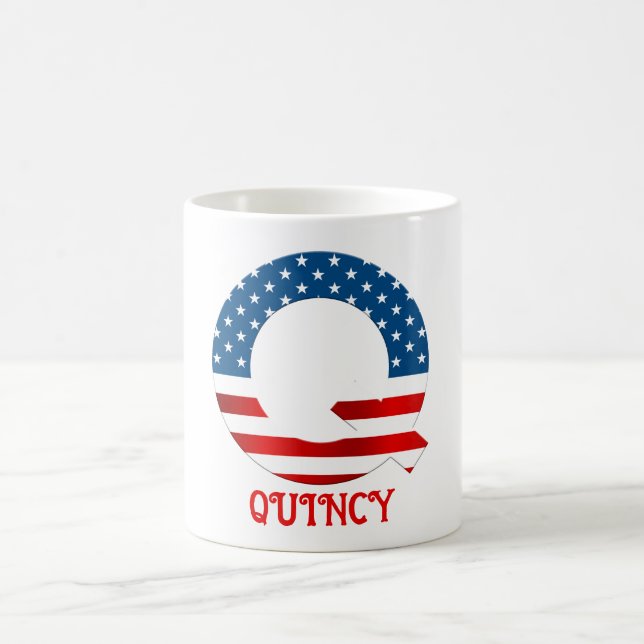 Caneca De Café 4 De Julho Monograma - Mug De Café Personalizado (Centro)