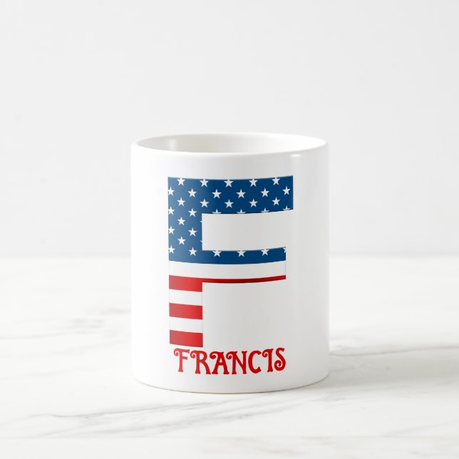 Caneca De Café 4 De Julho Monograma - Mug De Café Personalizado (Centro)