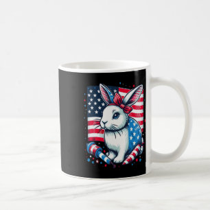 Caneca De Café 4 De Julho Patriótico Bunny Eua American Flag Rabb