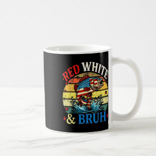 Caneca De Café 4 De Julho Retro Pesca Red White & Bruh Ame