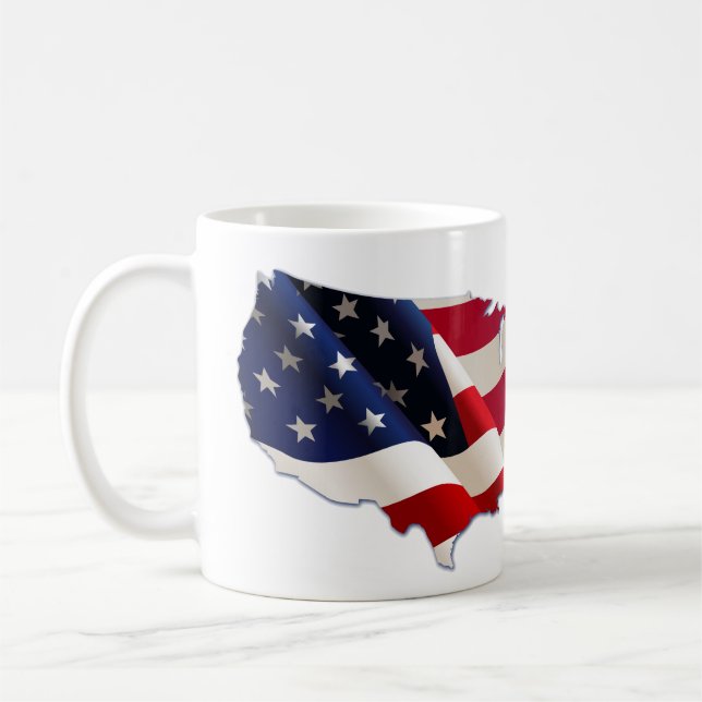 Caneca De Café 4 de julho, Stars & Stripes Map dos EUA, Mug (Esquerda)