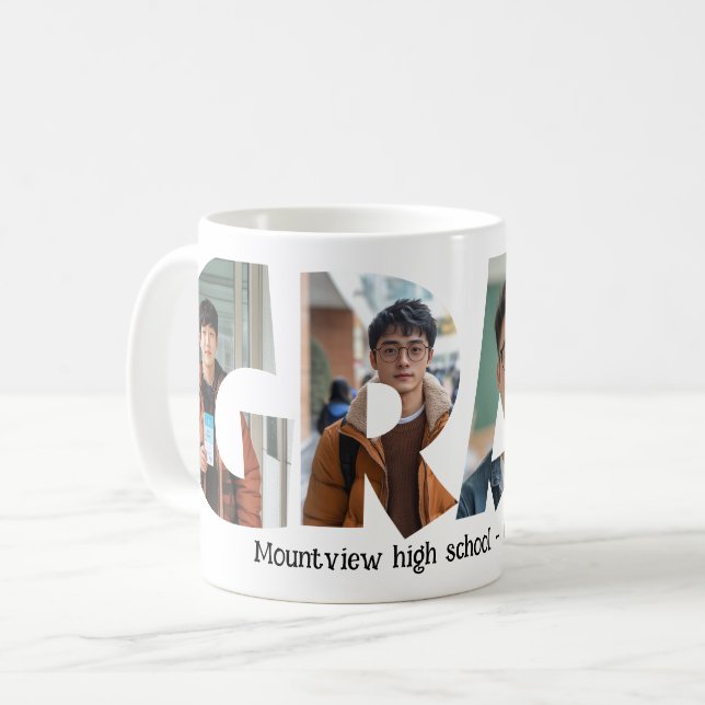 Caneca De Café 4 fotos colagem FORMANDO Fotos personalizadas (Frente Esquerda)