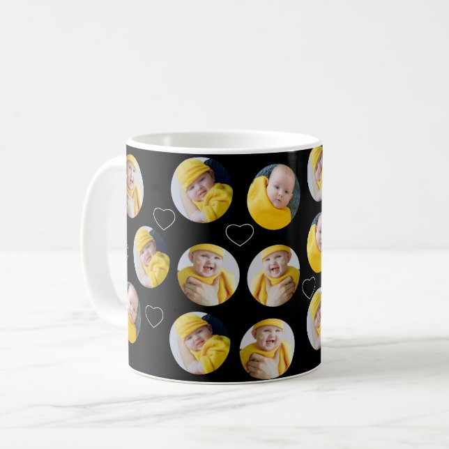 Caneca De Café 4 Modelo de Colagem de Fotografias faça seu própri (Frente Esquerda)