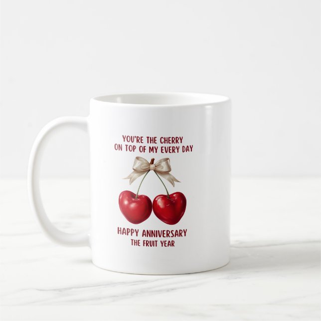 Caneca De Café 4th Anniversary Card, Fruit Anniversary Ornament (Esquerda)