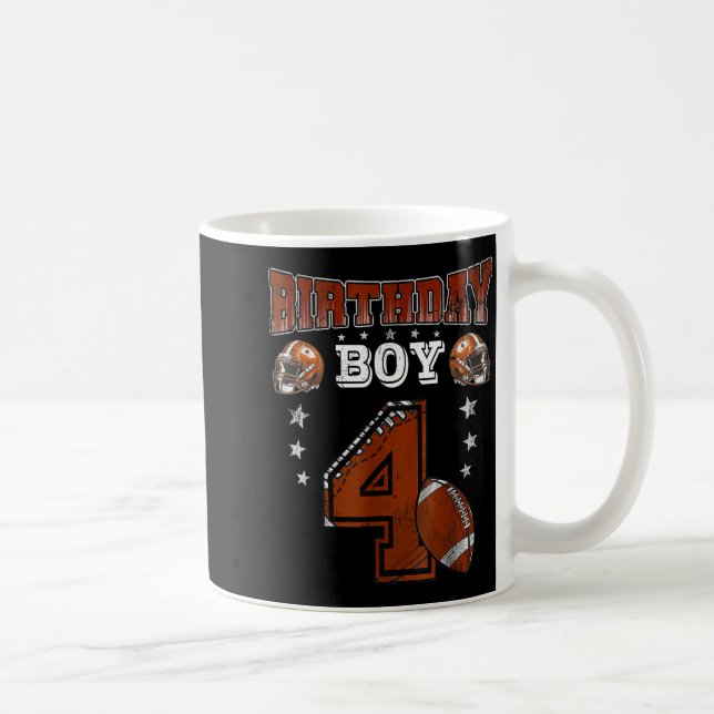 Caneca De Café 4th Birthday Boy Football Lover Theme 4 Years Old  (Direita)