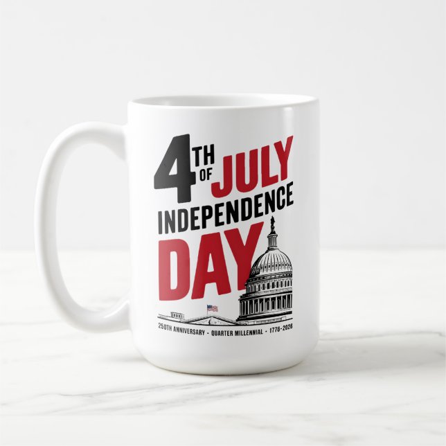 Caneca De Café 4th of July 250th Anniversary Independence Day (Esquerda)