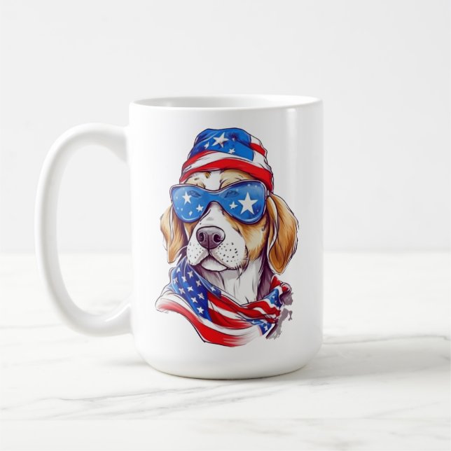Caneca De Café 4th Of July Dog Sublimation-66361 (Esquerda)