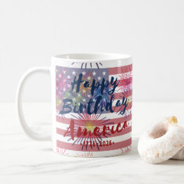Caneca De Café 4th of July Happy Birthday America USA 250th