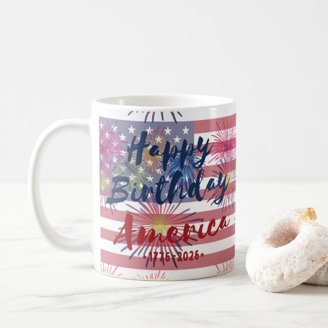 Caneca De Café 4th of July Happy Birthday America USA 250th (Com Donut)