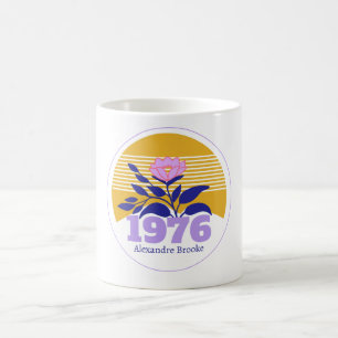 Caneca De Café 50º aniversário ano sol floral amarelo moderno fof