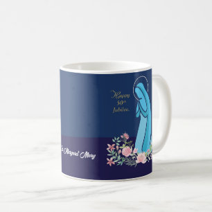 Caneca De Café 50º Aniversário da Vida Religiosa Nun Pink Flower