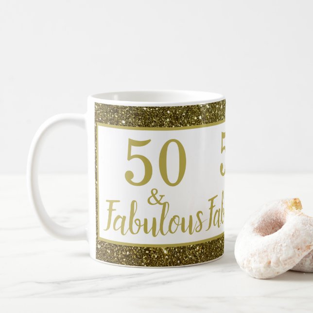 Caneca De Café 50º aniversário Dourado (Com Donut)