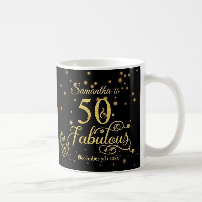 Caneca De Café 50º aniversário Fabulosas e Douradas estrelas de r (Direita)