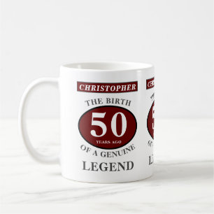 Caneca De Café 50º Aniversário Lenda Vermelha Genuína Adiciona
