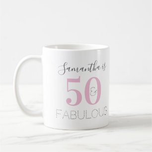 Caneca De Café 50º aniversário Personalizado 50 e fabuloso rosa