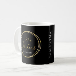 Caneca De Café 50º aniversário Preto Dourado Personalizado