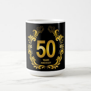 Caneca De Café 50 anos de aniversário Dourado da Glitter