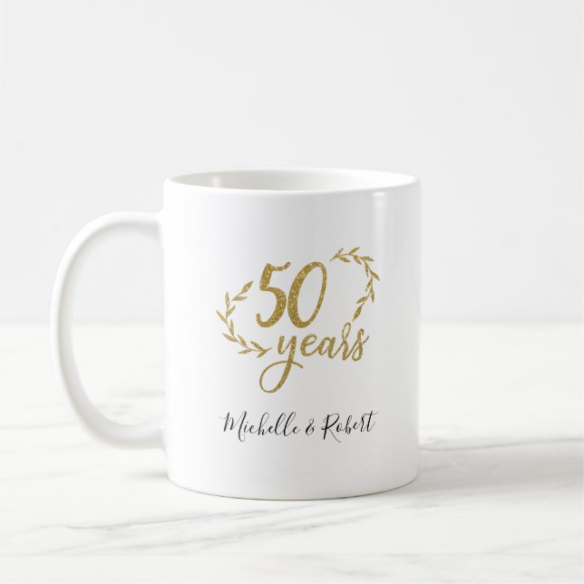 Caneca De Café 50 anos de festa de aniversário de casamento (Esquerda)