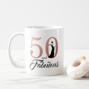 Caneca De Café 50 e aniversário do ouro cor-de-rosa fabuloso 50t
