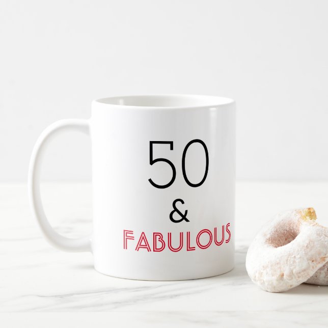 Caneca De Café 50 e aniversário fabuloso (Com Donut)