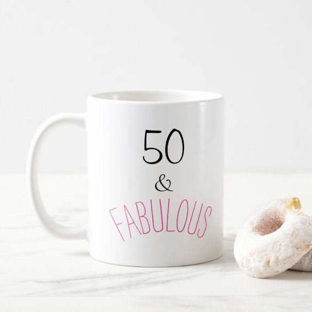 Caneca De Café 50 e aniversário fabuloso (Com Donut)