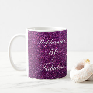 Caneca De Café 50 E Fabulosa Bicicleta De Louro Roxo De Aniversá