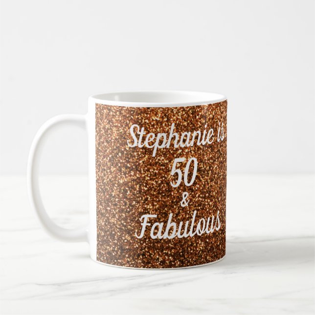 Caneca De Café 50 E Fabulosa Espumação Dourada De Aniversário (Esquerda)
